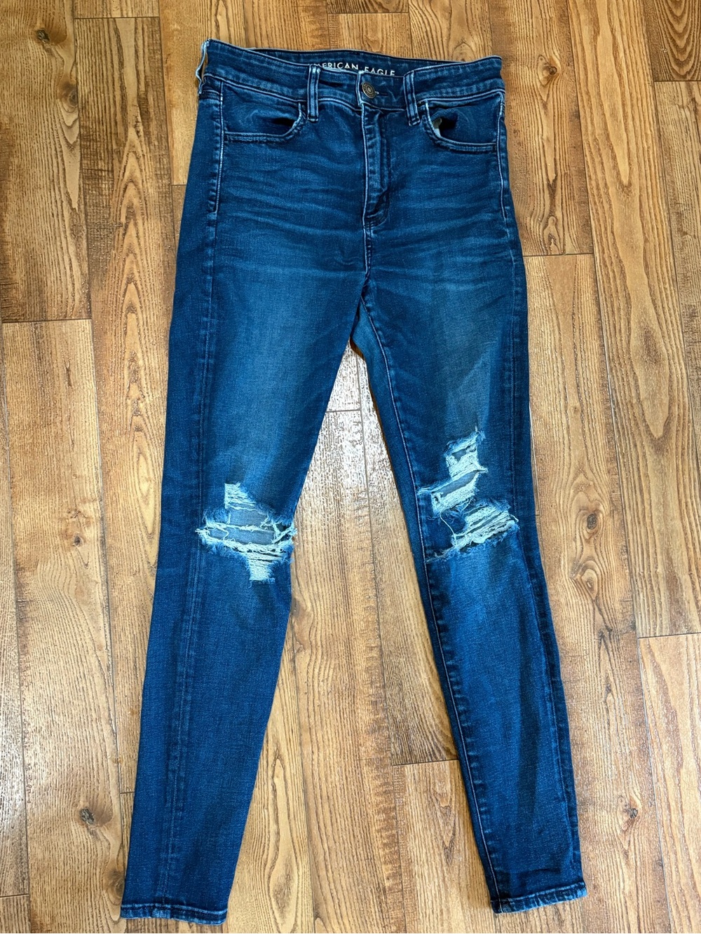 American Eagle Outfitters Dark Blue Ripped Skinny Jeans
